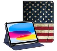 Fintie iPad 10th Generation Case 10.9 inch 2022 Model Stand Case with Multiple Viewing Angles Pen Holder and Pocket Auto Wake Off US Flag