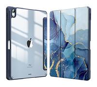 Fintie iPad Air M2 (2024), 11 inch Case - Clear Back Cover and Pencil Holder, Ocean Marble