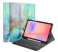FINTIE Keyboard Case for Samsung Galaxy Tab S10 Lite/ S10 FE/ S9 FE 5G 10.9 Inch/Tab S9 11 Inch with S Pen Holder, Slim Stand Cover Detachable Wireless Bluetooth Keyboard, Emerald Marble