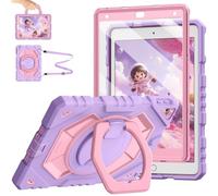 FINTIE Kid-Friendly Case for iPad 9th / 8th / 7th Generation 10.2 Inch | 360° Rotating Stand, Heavy Duty Shockproof Cover, Built-in Screen Protector, Shoulder Strap for Easy Carry, Purple