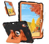 FINTIE Kids Case for iPad (A16) 11th Generation 11 Inch (2025), iPad 10th Generation 10.9 Inch (2022), Fully-Body Rugged Heavy Duty Shockproof Kiddie Case Built-in Stand for Boys & Girls, Black-Orange