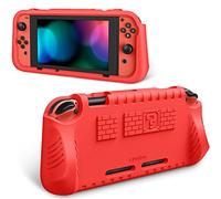 Fintie Kids Case Compatible with Nintendo Switch w/2 Game Card Slots - [Ultralight] [Shockproof] Protective Cover with Ergonomic Grip, Kids Friendly Grip Case for Switch Console (Red)