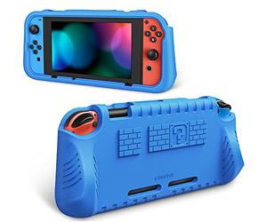 FINTIE Kids Case Compatible with Nintendo Switch w/2 Game Card Slots - [Ultralight] [Shockproof] Protective Cover with Ergonomic Grip, Kids Friendly Grip Case for Switch Console (Blue)