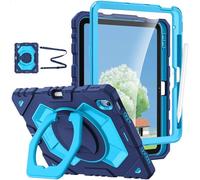 FINTIE Kids Case for iPad A16 (2025) 11th Generation & iPad 10th Gen (11/10.9 Inch), All-in-One Shockproof Cover with Screen Protector, 360 Rotating Stand, Pencil Holder & Shoulder Strap, Navy Blue