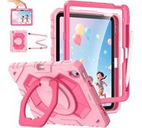 FINTIE Kids Case for iPad A16 (2025) 11th Generation & iPad 10th Gen (11/10.9 Inch), All-in-One Shockproof Cover with Screen Protector, 360 Rotating Stand, Pencil Holder & Shoulder Strap, Pink