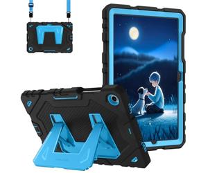 FINTIE Kids Friendly Case for Samsung Galaxy Tab A11+ Plus/ A9+ Plus 11" | Fully-Body Rugged Heavy Duty Shockproof Protective Case with Kickstand & Shoulder Strap, Black/Blue