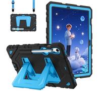 Fintie Kids Friendly Case for Samsung Galaxy Tab S10 Lite/ S10 FE/ S9 FE 10.9 Inch/Tab S9 11 Inch, Fully-Body Rugged Heavy Duty Shockproof Protective Case with Kickstand & Shoulder Strap, Black/Blue