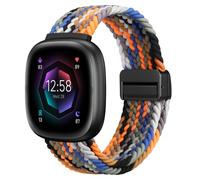 FINTIE Magnetic Braided Stretchy Band Compatible with Fitbit Versa 4 3 / Sense 2 1, Soft Woven Nylon Sport Elastic Replacement Strap Wrist Bands, Camouflage Colors