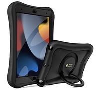 Fintie Mighty Shield Case for iPad 9th Generation (2021) / 8th Generation (2020) / 7th Gen (2019) 10.2 Inch - [Magic Ring] 360 Degree Rotating Stand Shockproof Cover with Screen Protector, Black