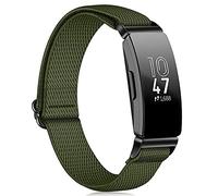 Fintie Nylon Elastic Bands Compatible with Fitbit Inspire 2 1 HR/Ace 3 2, Adjustable Stretchy Loop Band Breathable Replacement Strap Accessory Wristband, Olive