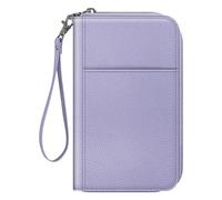 FINTIE Passport Holder Travel Wallet for Family 4-6, RFID Blocking Travel Document Organizer Clutch Bag for Passports, Business Cards, Credit Cards, Boarding Passes, Lilac Purple