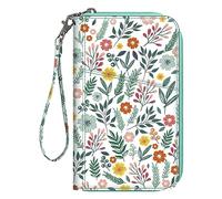FINTIE Passport Holder Travel Wallet for Family 4-6, RFID Blocking Travel Document Organizer Clutch Bag for Passports, Business Cards, Credit Cards, Boarding Passes, Spring Bloom