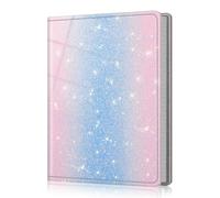 Fintie Photo Album 5x7 Photos - 52 Pockets Small Mini Capacity Premium Vegan Leather Cover, Portable Wallet Albums Book for Wedding Family Boys Girls Art Work (Glittering Blue/Pink)