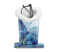 Fintie Plush Lined Eyeglasses Holder, Glasses Stand Case, Anti-scratch Glasses Storage Organizer for Desk, Nightstand, Office, Ocean Marble, 5.51*3.94*3.54