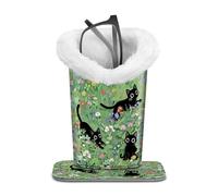 FINTIE Plush Lined Eyeglasses Holder, Glasses Stand Case, Anti-scratch Glasses Storage Organizer for Desk, Nightstand, Office (Black Cats)