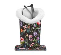 FINTIE Plush Lined Eyeglasses Holder, Glasses Stand Case, Anti-scratch Glasses Storage Organizer for Desk, Nightstand, Office, Black Floral, 5.51*3.94*3.54