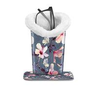 Fintie Plush Lined Eyeglasses Holder with Magnetic Base, Premium Vegan Leather Glasses Stand Case, *Flowering hibiscus, M