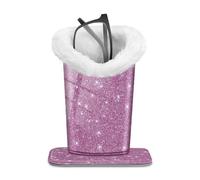 FINTIE Plush Lined Eyeglasses Holder with Magnetic Base- Premium Vegan Leather Glasses Stand Case, Glittering Purple, S