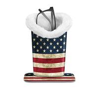 Fintie Plush Lined Eyeglasses Holder with Magnetic Base- Premium Vegan Leather Glasses Stand Case, Za-us Flag, 5.51*3.94*3.54