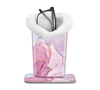 FINTIE Plush Lined Eyeglasses Holder with Magnetic Base- PU Leather Glasses Stand Case, Za-glittering Marble, 5.51*3.94*3.54