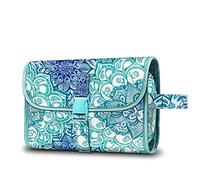 Fintie Portable Cosmetic Travel Cosmetic Bag Large Waterproof Hanging Makeup Organizer Storage Case for Women Girls, Emerald Illusion, L, Cosmetic Bag