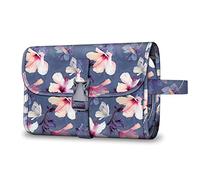 Fintie Portable Cosmetic Travel Cosmetic Bag Large Waterproof Hanging Makeup Organizer Storage Case for Women Girls, Blooming Hibiscus, Portable Travel Cosmetic Bag