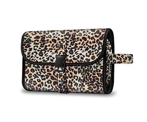 Fintie Portable Toiletry Cosmetic Travel Bag, Large Water Resistant Hanging Makeup Organizer Storage Pouch Case for Women Girls, Leopard