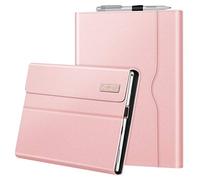 FINTIE Portfolio Case for Microsoft Surface Pro 7+/7/6/5/4/3, 12.3-inch Business Cover with Pocket, compatible with Type Cover Keyboard, Rose Gold