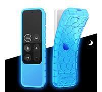 Fintie Protective Case for Apple TV 4K 5th, 4th Gen Remote - CaseBot (Honey Comb Series) Lightweight (Anti Slip) Shock Proof Silicone Cover for Apple TV Siri Remote Controller, Sky Blue-Glow
