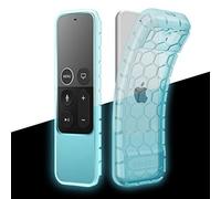 Fintie Protective Case for Apple TV 4K/ HD Siri Remote (1st Gen) - Honey Comb Lightweight Anti Slip Shockproof Silicone Cover for Apple TV 4K 5th 4th Gen Siri Remote Controller, Blue Glow