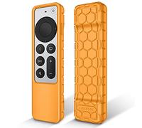 Fintie Protective Case for Apple TV Siri Remote 2021 2022 - Honey Comb Lightweight Anti Slip Shockproof Silicone Cover for Apple TV 4K / HD Siri Remote Controller (2nd Gen / 3rd Gen), Orange