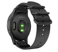 FINTIE Quick Release Nylon Band 22mm Adjustable Replacement Sport Strap Compatible with Garmin Vivoactive 4 45mm, Venu 2, Fossil Gen 5, Amazfit GTR 2, 2e,Ticwatch Pro 3, YAMAY SW022, Black