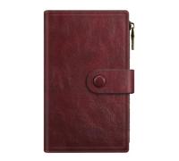 FINTIE RFID Women Wallet, 3 in 1 Credit Card Holder Passport Holder Trifold Clutch Wallet with Zipper Coin Pocket ID Window SIM Slots for Ladies Girls Female Teen, Wine Red