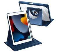 FINTIE Rotating Case for iPad 9th / 8th / 7th Generation (2021/2020/2019) 10.2 Inch - 360 Degree Swivelling Case with Clear Acrylic Back Shell Shockproof Frame with Pencil Holder, Navy