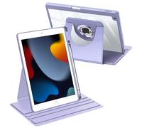 FINTIE Rotating Case for iPad 9th / 8th / 7th Generation (2021/2020/2019) 10.2 Inch - 360 Degree Swivelling Case with Clear Acrylic Back Shell Shockproof Frame with Pencil Holder, Lilac Purple