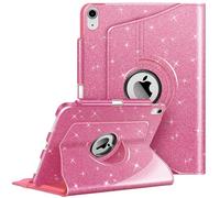 FINTIE Rotating Case for iPad A16 11th Gen 11 Inch & iPad 10th Gen 10.9" | 360 Degree Swivelling Protective Stand Cover, Built-in Pencil Holder, Elastic Band, Glittering Pink