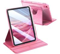 FINTIE Rotating Case for iPad (A16) 11th Generation 11 Inch (2025), iPad 10th Gen (2022) 10.9 Inch - 360 Degree Rotating Case with Clear Back Cover w/Pencil Holder, Auto Wake/Sleep, Glitter Pink