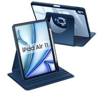 Fintie Rotating Case for iPad Air 11 inch, iPad Air 5th/4th Gen 10.9 inch | 360 Degree Rotating Protective Case with Pen Holder, Transparent Acrylic Back, Shockproof Frame, Navy Blue