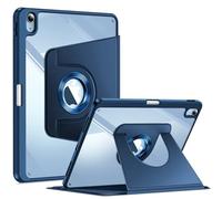 FINTIE Rotating Case for iPad Air 11 Inch & iPad Air 5th/4th Gen 10.9 Inch | 360° Swivel Stand, Portrait & Landscape Viewing, Clear Hard PC Back Cover, Pencil Holder, Navy