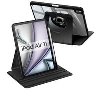 FINTIE Rotating Case for iPad Air 11 Inch & iPad Air 5th/4th Gen 10.9 Inch | 360° Swivel Stand, Portrait & Landscape Viewing, Clear Hard PC Back Cover, Pencil Holder, Black