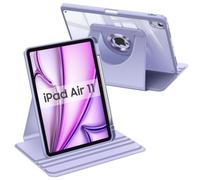 FINTIE 360 Rotating Case for iPad Air 11-inch M3 (2025) / M2 (2024), iPad Air 5th (2022) / 4th Generation 10.9 Inch - Swivelling Protective Stand Clear Back Cover with Pencil Holder, Lilac Purple