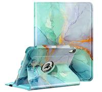 FINTIE Rotating Case for iPad Air 11 Inch & iPad Air 5th/4th Gen 10.9 Inch | 360° Swivel Stand, Portrait & Landscape Viewing, Shockproof Cover with Pencil Holder, Auto Wake/Sleep, Emerald Marble