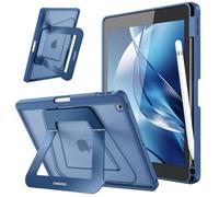 Fintie Shockproof Case for iPad 9th Generation (2021) / 8th Generation (2020) / 7th Gen (2019) 10.2 Inch - [Built-in Pencil Holder] Slim Frosted Hard Cover with Multi-Angle Kickstand, Navy Blue