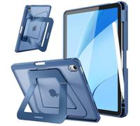 Fintie Shockproof Case for iPad Air 11-inch & iPad Air 5th/4th Gen 10.9 in | Slim Frosted Hard Back Cover, Multi-Angle Viewing, Built-in Kickstand & Pencil Holder, Anti-Scratch, Navy Blue