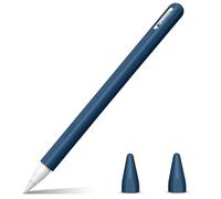 Fintie Silicone Case Compatible with Apple Pencil Pro/Apple Pencil (2nd Generation) - Ultra Light Pen Case, Soft Protective Handle Holder with 2 Tip Lids, Cyan Blue