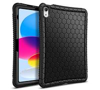 FINTIE Silicone Case Compatible with iPad 10th Generation (2022) 10.9 inch - [Honey Comb] Slim Anti Slip Shockproof Soft Protective Bumper Cover, Black