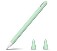 Fintie Silicone Protective Case Compatible with Apple Pencil (2nd Generation) - Ultra Light Pen Pocket, Soft Stand with 2 Lace Lids, Green