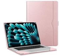 FINTIE Sleeve Case Compatible with Macbook Air 15 inch (2024/2023) M3/M2 Chip, Premium PU Leather Protective Folio Book Cover for Macbook Air 15.3" Model A3114 A2941,Rose Gold