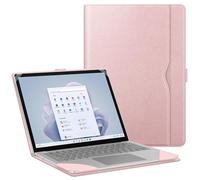 FINTIE Sleeve Case for 13.5 Inch Microsoft Surface Laptop 5/4/3/2 (Model: 1951/1868/1958/1950/1867/1769), Premium PU Leather Protective Folio Book Cover with Large Pocket, Rose Gold