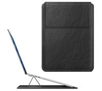 Fintie Sleeve Case for MacBook Air 15.3 M4 M3 M2 A3241 A3114 A2941, MacBook Pro 16 A3403 A3186 A2991 A2485 A2780 A2141, Pro 15 A1707 A1990 - PU Leather Slim Bag Cover with Stand Feature (Black)